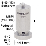 Ø12 mm Pedestal Posts with 4-40 (M3) Setscrew