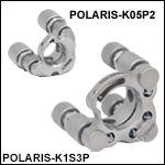 Ø1/2in, Ø1in, and Ø2in Polaris<sup>®</sup> Kinematic Mirror Mounts with Piezoelectric Adjusters