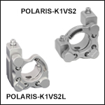 Polaris<sup>®</sup> Ø1in Kinematic Mirror Mounts, 2 Vertical-Drive Adjusters, Monolithic Optic Retention