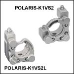 Polaris<sup>®</sup> Ø1in Kinematic Mirror Mounts, 2 Vertical-Drive Adjusters, Monolithic Optic Retention