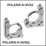 Polaris<sup>®</sup> Ø1.5in Kinematic Mirror Mounts, 2 Vertical-Drive Adjusters, Monolithic Optic Retention