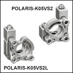 Polaris<sup>®</sup> Ø1/2in Kinematic Mirror Mounts, 2 Vertical-Drive Adjusters, Monolithic Optic Retention