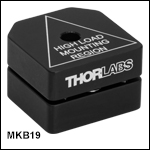 Mini-Series Kinematic Base: 0.75in x 0.75in x 0.50in (19.1 mm x 19.1 mm x 12.7 mm)<br>