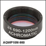 Ø1in Mounted Achromatic Quarter-Wave Plate, SM1-Threaded Mount