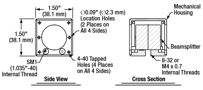 Cube-Mounted Beamsplitter Drawing
