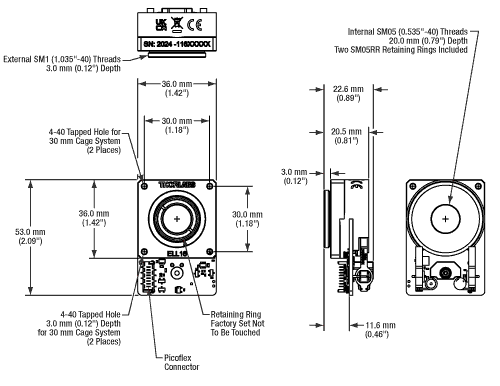 Mechanical Drawings of the Elliptec<sup>®</sup> Rotation Mount