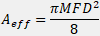 Equation: Effective Area of a Gaussian Beam's Focal Spot