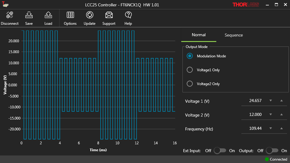 Screenshot of the LCC25 Software