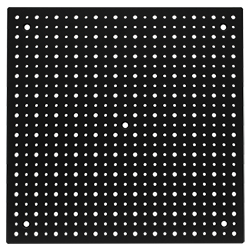 Twelve inch by twelve inch breadboard with five mounting holes.