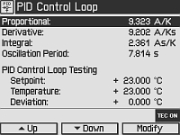 Temperature Mode Settings Screen