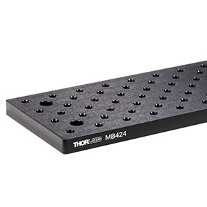 MB424 - 4in x 24in x 1/2in Aluminum Breadboard, 1/4in-20 Double-Density Taps