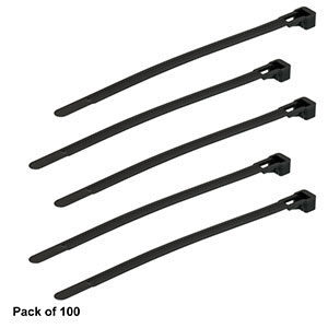 CMS011 - Releasable Cable Ties, 7.6 mm (0.3in) Wide, 150 mm (5.9in) Long (Qty. 100)