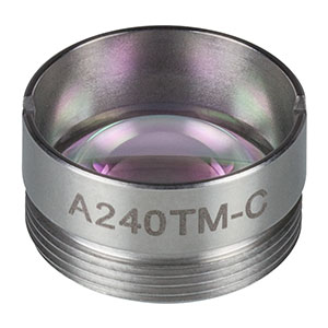 A240TM-C - f = 8.00 mm, NA = 0.50, Mounted Aspheric Lens, ARC: 1050 - 1620 nm