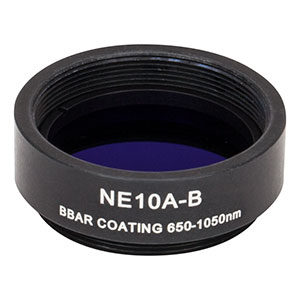 NE10A-B - Ø25 mm Absorptive Neutral Density Filter, ARC: 650-1050 nm, SM1-Threaded Mount, OD:1.0