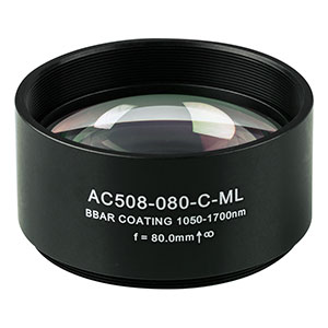 AC508-080-C-ML - f=80 mm, Ø2in Achromatic Doublet, SM2-Threaded Mount, ARC: 1050-1700 nm 