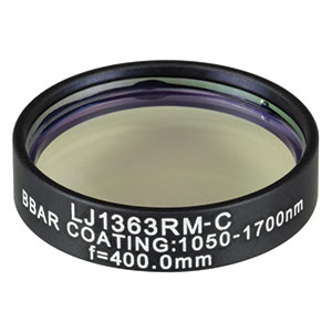 LJ1363RM-C - f = 400.0 mm, Ø1in, N-BK7 Mounted Plano-Convex Round Cyl Lens, ARC: 1050 - 1620 nm