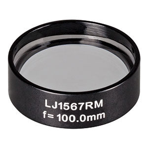 LJ1567RM - f = 100.0 mm, Ø1in, N-BK7 Mounted Plano-Convex Round Cyl Lens