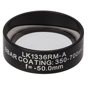LK1336RM-A - f=-50.0 mm, Ø1in, N-BK7 Mounted Plano-Concave Round Cyl Lens, ARC: 350 - 700 nm