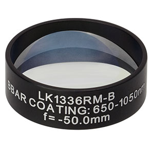 LK1336RM-B - f=-50.0 mm, Ø1in, N-BK7 Mounted Plano-Concave Round Cyl Lens, ARC: 650 - 1050 nm