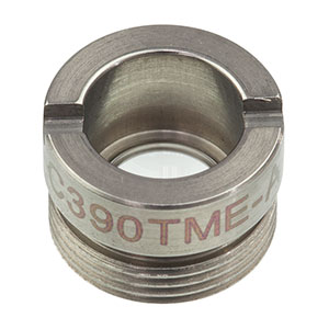C390TME-A - f = 2.8 mm, NA = 0.6, WD = 2.0 mm, Mounted Aspheric Lens, ARC: 350 - 700 nm