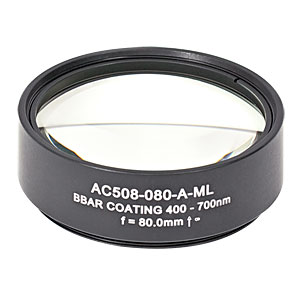 AC508-080-A-ML - f=80 mm, Ø2in Achromatic Doublet, SM2-Threaded Mount, ARC: 400-700 nm