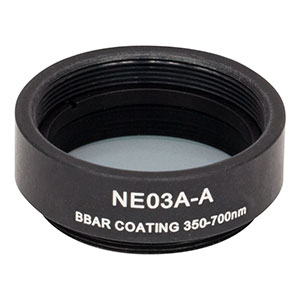 NE03A-A - Ø25 mm Absorptive Neutral Density Filter, SM1-Threaded Mount, ARC: 350-700 nm, OD: 0.3