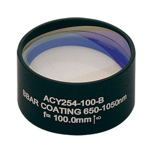 ACY254-100-B - f = 100.0 mm, Ø1in Cylindrical Achromat, AR Coating: 650 - 1050 nm