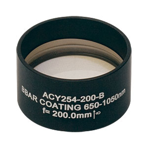 ACY254-200-B - f = 200.0 mm, Ø1in Cylindrical Achromat, AR Coating: 650 - 1050 nm