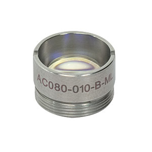 AC080-010-B-ML - f=10 mm, Ø8 mm Achromatic Doublet, M12x0.5 Threaded Mount, ARC: 650-1050