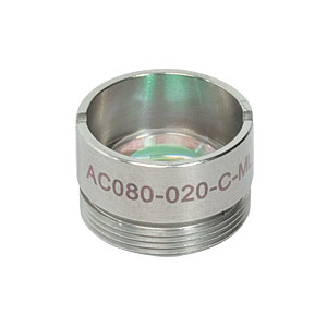 AC080-020-C-ML - f=20 mm, Ø8 mm Achromatic Doublet, M12x0.5 Threaded Mount, ARC: 1050-1620 nm