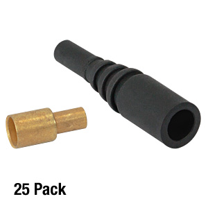 190066CP - Black Strain Relief Boots and Crimp Sleeves for Ø2 mm Tubing and FC Connectors, 25 Pack
