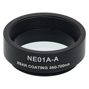 NE01A-A - Ø25 mm Absorptive Neutral Density Filter, SM1-Threaded Mount, ARC: 350-700 nm, OD: 0.1