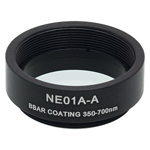 NE01A-A - Ø25 mm Absorptive Neutral Density Filter, SM1-Threaded Mount, ARC: 350 - 700 nm, OD: 0.1