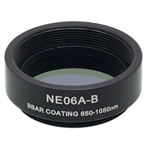 NE06A-B - Ø25 mm Absorptive Neutral Density Filter, ARC: 650-1050 nm, SM1-Threaded Mount, OD: 0.6