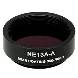 NE13A-A - Ø25 mm Absorptive Neutral Density Filter, SM1-Threaded Mount, ARC: 350 - 700 nm, OD: 1.3
