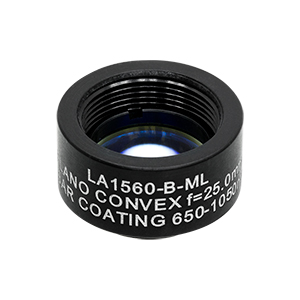 LA1560-B-ML - Ø1/2in N-BK7 Plano-Convex Lens, SM05-Threaded Mount, f = 25 mm, ARC: 650-1050 nm