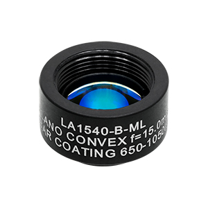 LA1540-B-ML - Ø1/2in N-BK7 Plano-Convex Lens, SM05-Threaded Mount, f = 15 mm, ARC: 650-1050 nm