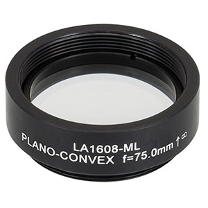 LA1608-ML - Ø1in N-BK7 Plano-Convex Lens, SM1-Threaded Mount, f = 75 mm, Uncoated