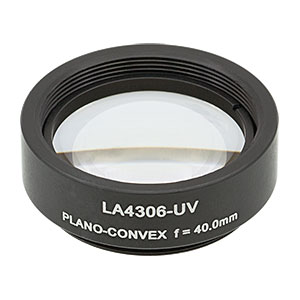 LA4306-UV-ML -  Ø1in UVFS Plano-Convex Lens, SM1-Threaded Mount, f = 40.0 mm, ARC: 290-370 nm