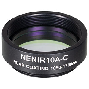 NENIR10A-C - Ø25 mm AR-Coated Absorptive Neutral Density Filter, SM1-Threaded Mount, 1050 - 1700 nm, OD: 1.0