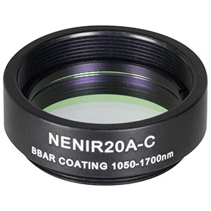 NENIR20A-C - Ø25 mm AR-Coated Absorptive Neutral Density Filter, SM1-Threaded Mount, 1050 - 1700 nm, OD: 2.0