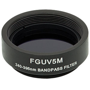 FGUV5M - Ø25 mm UG5 Colored Glass Bandpass Filter, SM1-Threaded Mount, 240 - 395 nm