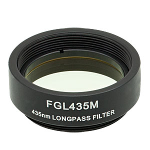 FGL435M - Ø25 mm GG435 Colored Glass Filter, SM1-Threaded Mount, 435 nm Longpass