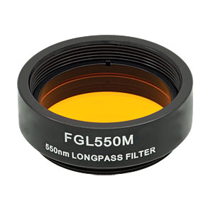 FGL550M - Ø25 mm OG550 Colored Glass Filter, SM1-Threaded Mount, 550 nm Longpass