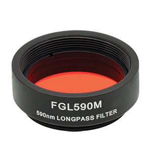 FGL590M - Ø25 mm OG590 Colored Glass Filter, SM1-Threaded Mount, 590 nm Longpass
