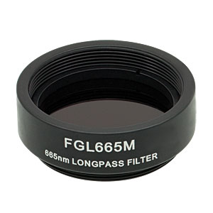 FGL665M - Ø25 mm RG665 Colored Glass Filter, SM1-Threaded Mount, 665 nm Longpass