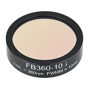 FB360-10 - Ø1in Bandpass Filter, CWL = 360 ± 2 nm, FWHM = 10 ± 2 nm