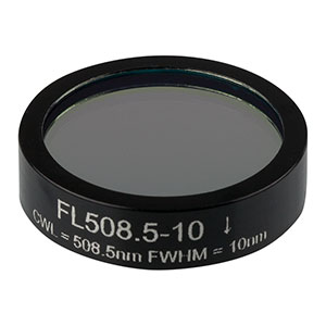 FL508.5-10 - Ø1in Laser Line Filter, CWL = 508.5 ± 2 nm, FWHM = 10 ± 2 nm