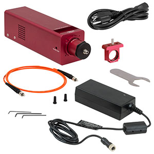 SLS201L - Stabilized Fiber-Coupled Light Source w/ Universal Power Adapter, 360 - 2600 nm, 1/4in-20 Taps