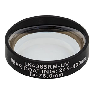 LK4385RM-UV - f= -75.0 mm, Ø1in, UVFS Mounted Plano-Concave Round Cyl Lens, ARC: 245 - 400 nm
